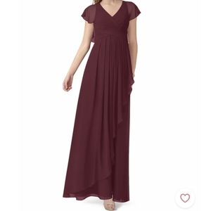 Azazie Esme Maroon Long Bridesmaid Dress